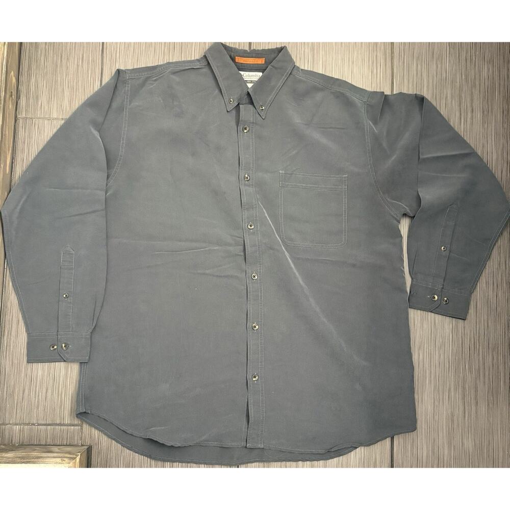 Columbia Men’s Gray Dobson Lake Dobby Shirt Collared Button Up Size XL